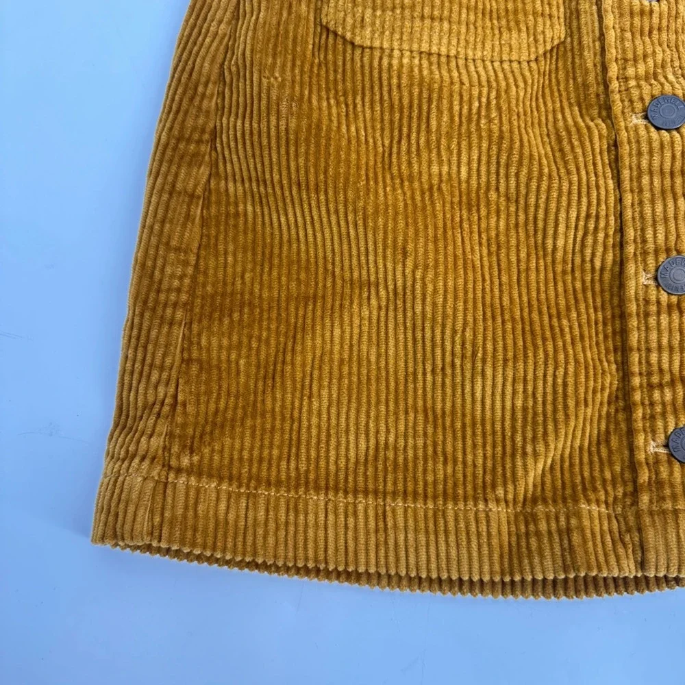 Madewell Corduroy Button Front A Line Skirt‎ Gold Mustard Size 0 AB220